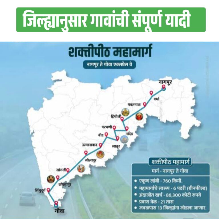 शक्तीपीठ महामार्ग गावांची जिल्ह्यानुसार संपूर्ण यादी जाहीर, पहा संपूर्ण यादी